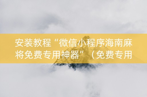 安装教程“微信小程序海南麻将免费专用神器”（免费专用神器)