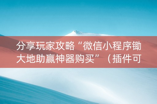 分享玩家攻略“微信小程序锄大地助赢神器购买”（插件可信吗)