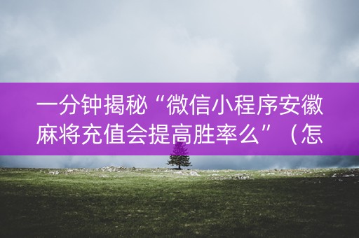 一分钟揭秘“微信小程序安徽麻将充值会提高胜率么”（怎么设置能有好牌)