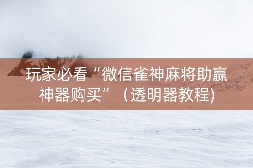 玩家必看“微信雀神麻将助赢神器购买”（透明器教程)