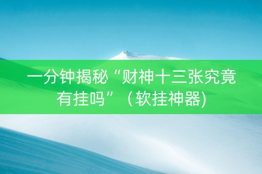 一分钟揭秘“财神十三张究竟有挂吗”（软挂神器)