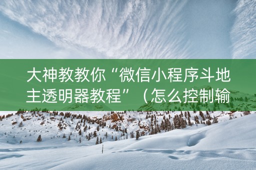 大神教教你“微信小程序斗地主透明器教程”（怎么控制输赢)