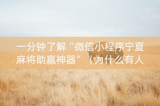 一分钟了解“微信小程序宁夏麻将助赢神器”（为什么有人一直赢)