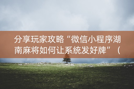 分享玩家攻略“微信小程序湖南麻将如何让系统发好牌”（胜负规律拿好牌)