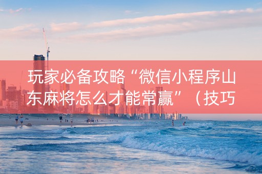 玩家必备攻略“微信小程序山东麻将怎么才能常赢”（技巧和打好牌方法)