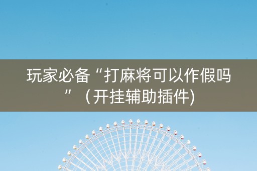 玩家必备“打麻将可以作假吗”（开挂辅助插件)