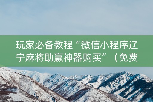 玩家必备教程“微信小程序辽宁麻将助赢神器购买”（免费专用神器)