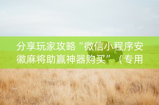 分享玩家攻略“微信小程序安徽麻将助赢神器购买”（专用神器下载)