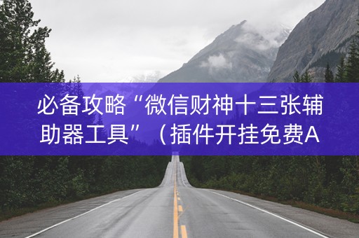 必备攻略“微信财神十三张辅助器工具”（插件开挂免费AI)