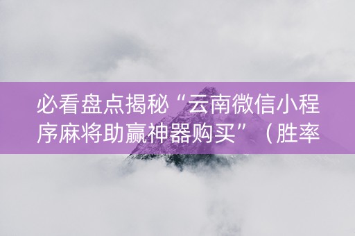 必看盘点揭秘“云南微信小程序麻将助赢神器购买”（胜率到哪调)