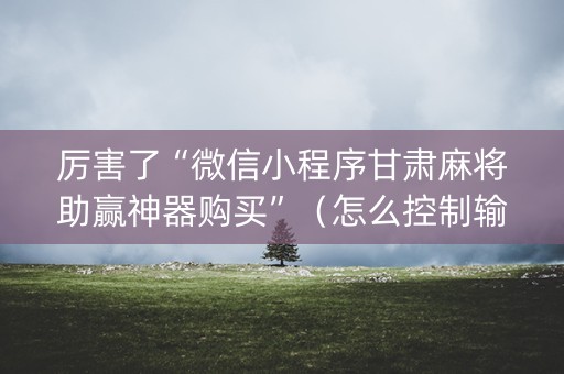 厉害了“微信小程序甘肃麻将助赢神器购买”（怎么控制输赢)