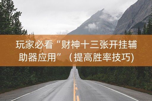 玩家必看“财神十三张开挂辅助器应用”（提高胜率技巧)