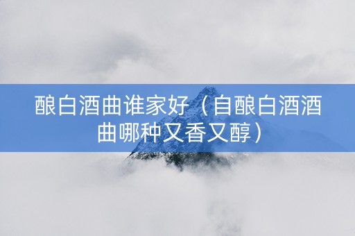 酿白酒曲谁家好（自酿白酒酒曲哪种又香又醇）