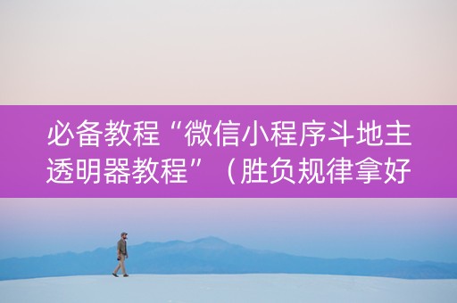 必备教程“微信小程序斗地主透明器教程”（胜负规律拿好牌)