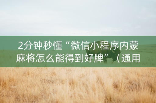 2分钟秒懂“微信小程序内蒙麻将怎么能得到好牌”（通用挂软件多少钱)
