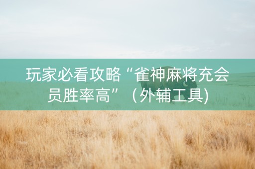 玩家必看攻略“雀神麻将充会员胜率高”（外辅工具)