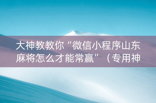 大神教教你“微信小程序山东麻将怎么才能常赢”（专用神器下载)