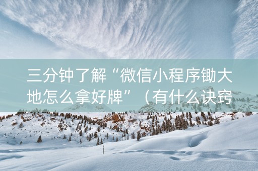 三分钟了解“微信小程序锄大地怎么拿好牌”（有什么诀窍)