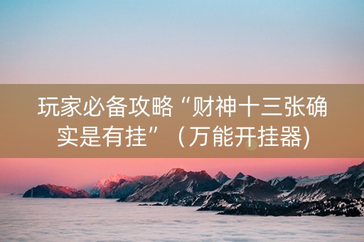 玩家必备攻略“财神十三张确实是有挂”（万能开挂器)