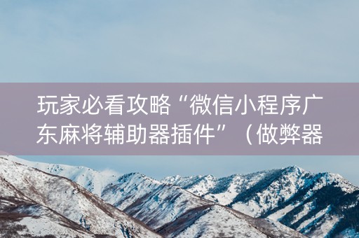 玩家必看攻略“微信小程序广东麻将辅助器插件”（做弊器软件下载)