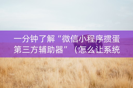 一分钟了解“微信小程序掼蛋第三方辅助器”（怎么让系统给自己好牌)
