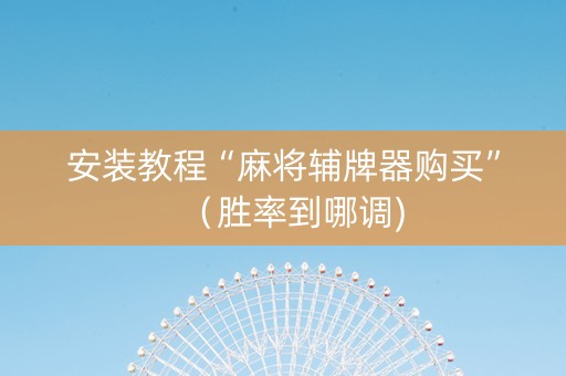 安装教程“麻将辅牌器购买”（胜率到哪调)