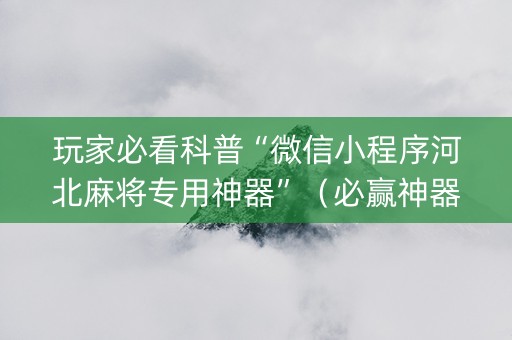 玩家必看科普“微信小程序河北麻将专用神器”（必赢神器)