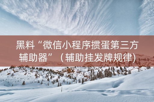 黑料“微信小程序掼蛋第三方辅助器”（辅助挂发牌规律)