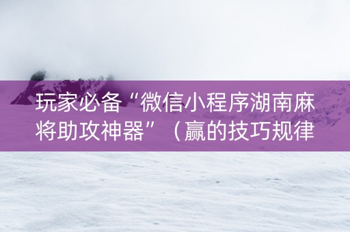玩家必备“微信小程序湖南麻将助攻神器”（赢的技巧规律)