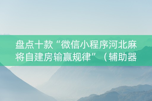 盘点十款“微信小程序河北麻将自建房输赢规律”（辅助器通用版)