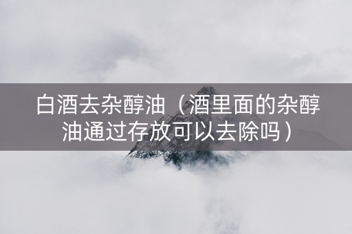 白酒去杂醇油（酒里面的杂醇油通过存放可以去除吗）