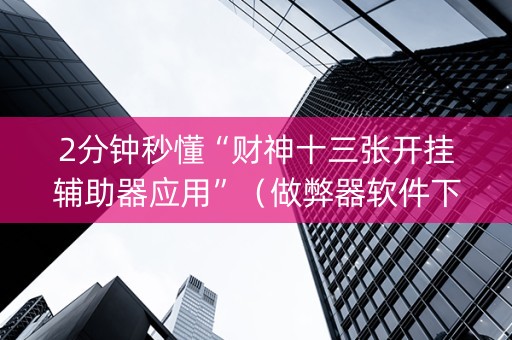 2分钟秒懂“财神十三张开挂辅助器应用”（做弊器软件下载)