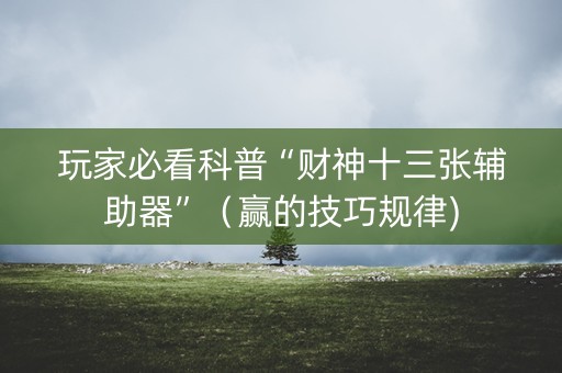 玩家必看科普“财神十三张辅助器”（赢的技巧规律)