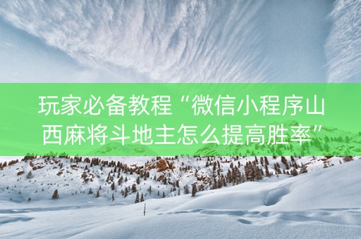 玩家必备教程“微信小程序山西麻将斗地主怎么提高胜率”（外辅工具)