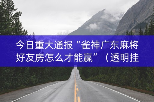 今日重大通报“雀神广东麻将好友房怎么才能赢”（透明挂辅助器)