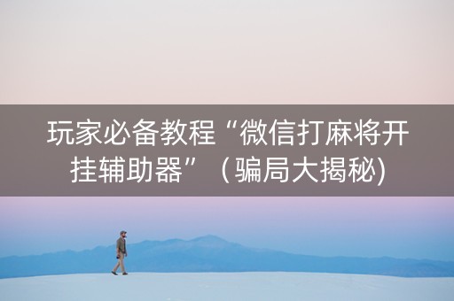 玩家必备教程“微信打麻将开挂辅助器”（骗局大揭秘)