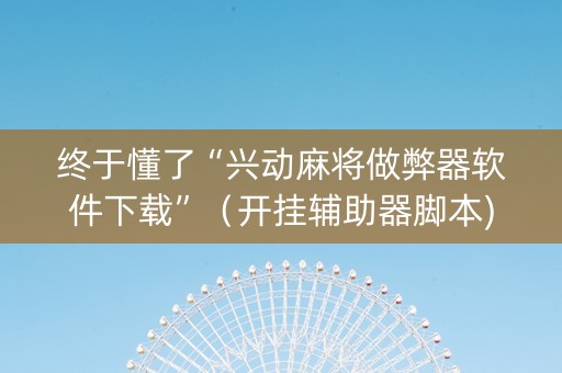 终于懂了“兴动麻将做弊器软件下载”（开挂辅助器脚本)