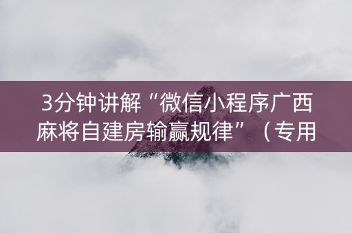 3分钟讲解“微信小程序广西麻将自建房输赢规律”（专用神器)