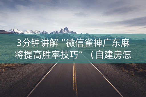 3分钟讲解“微信雀神广东麻将提高胜率技巧”（自建房怎么拿好牌)