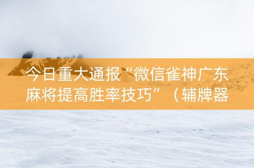 今日重大通报“微信雀神广东麻将提高胜率技巧”（辅牌器插件购买)