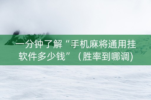 一分钟了解“手机麻将通用挂软件多少钱”（胜率到哪调)