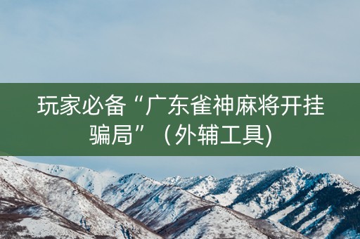 玩家必备“广东雀神麻将开挂骗局”（外辅工具)