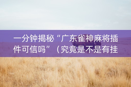 一分钟揭秘“广东雀神麻将插件可信吗”（究竟是不是有挂)