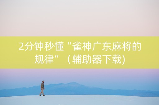 2分钟秒懂“雀神广东麻将的规律”（辅助器下载)
