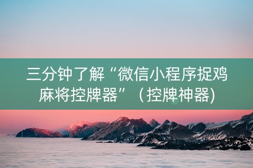 三分钟了解“微信小程序捉鸡麻将控牌器”（控牌神器)