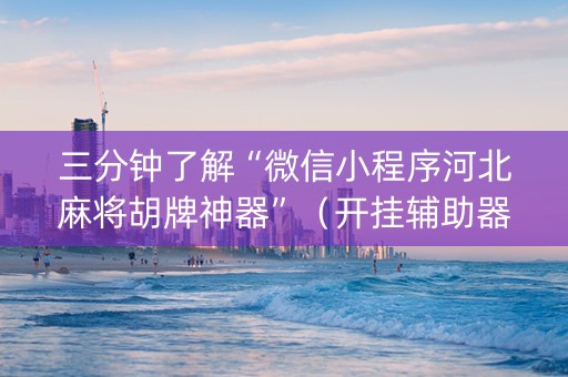 三分钟了解“微信小程序河北麻将胡牌神器”（开挂辅助器插件)