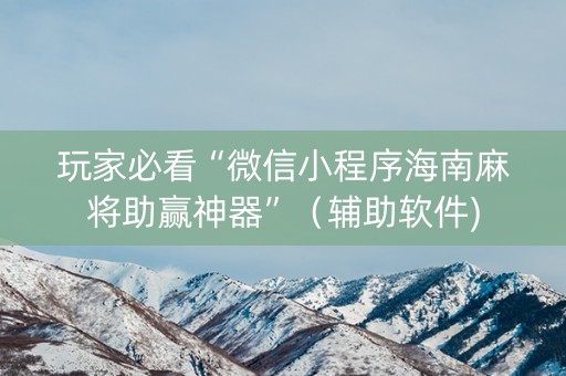 玩家必看“微信小程序海南麻将助赢神器”（辅助软件)