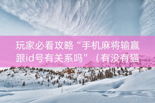 玩家必看攻略“手机麻将输赢跟id号有关系吗”（有没有猫腻)