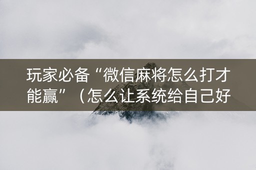玩家必备“微信麻将怎么打才能赢”（怎么让系统给自己好牌)