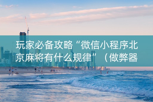 玩家必备攻略“微信小程序北京麻将有什么规律”（做弊器软件下载)